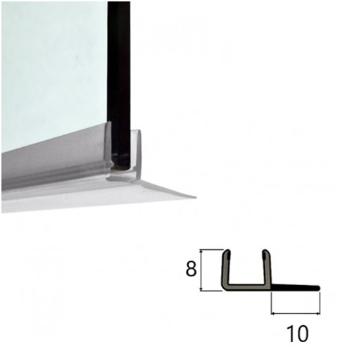 Guarnizione box doccia baffo laterale 10 mm - per vetro 3-4-5 mm  h + - 190 cm