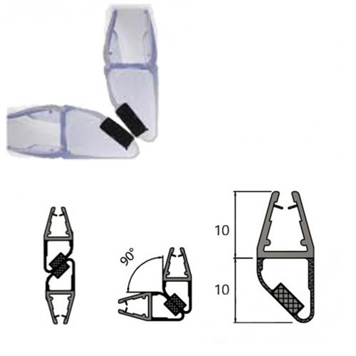 Guarnizione box doccia 2 PZ magnetica per vetro da 6 mm - h 189 cm