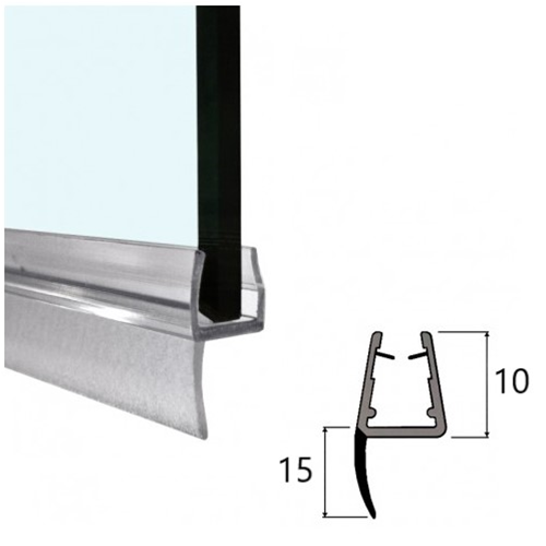 Guarnizione box doccia baffo inferiore 15 mm - per vetro 6 mm   h + - 190 cm