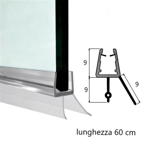 Guarnizione box doccia doppio baffo per vetro 6 mm - h 60 cm