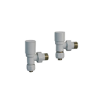 Valvola e Detentore per radiatore a squadra attacco 1/2 con adattatori 16 ø multistrato BIANCO