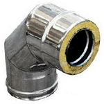 CURVA ACCIAIO INOX AISI 304/316 -  80/130 ø DOPPIA PARETE 90°