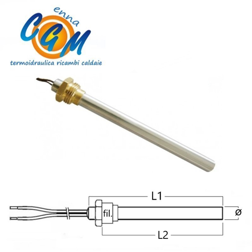 RESISTENZA ACCENSIONE fil. 3/8 - 300 w - L1: 178 - L2: 170 - ø: 10 - LMXSTP-RA-CER