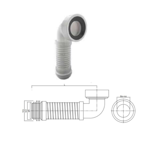 Flessibile estensibile WC 100 ø con morsetto CON CURVA