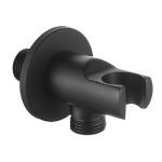 Supporto doccia curvetta in OTTONE tondo MINIMAL attacco 1/2 NERO OPACO