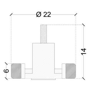 CUSCINETTI OTTONE RICOP. mm. 22x6/14h - PERNO M6