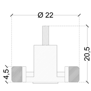 CUSCINETTI OTTONE RICOP. mm. 22x4.5/20.5h - PERNO M6