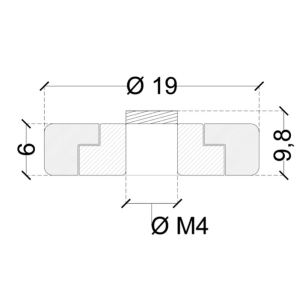 CUSCINETTI OTTONE RICOP. mm. 19x6/9.8h - FORO M4