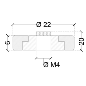 CUSCINETTI OTTONE RICOP. mm. 22x6/20h - FORO M4