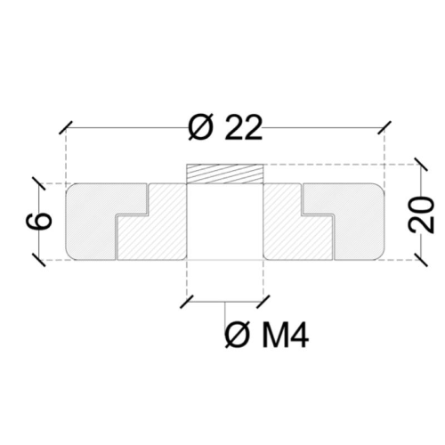 CUSCINETTI OTTONE RICOP. mm. 22x6/20h - FORO M4