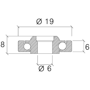 CUSCINETTI DELRIN SFERE INOX mm. 19x6x6/8h