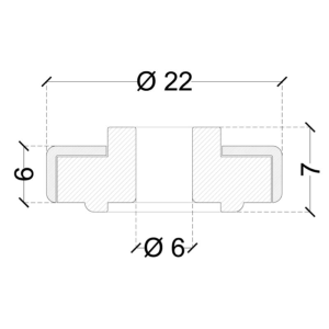 CUSCINETTI DELRIN SFERE INOX mm. 22x6x6/7h