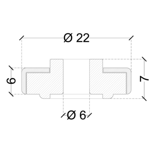 CUSCINETTI DELRIN SFERE INOX mm. 22x6x6/7h