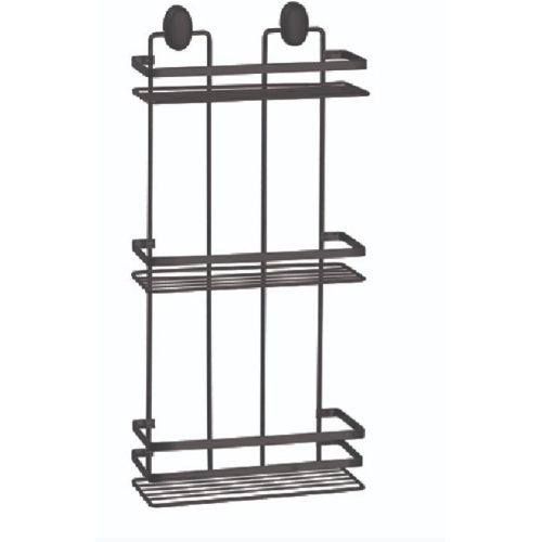 Mensola rettangolare 3 ripiani in acciaio NERA  L. 24 x H. 50 x P. 11 cm 