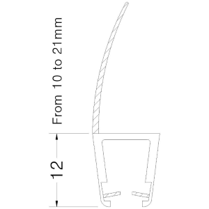 Guarnizione box doccia baffo inferiore 21 mm - per vetro 6-8  mm   h + - 190 cm