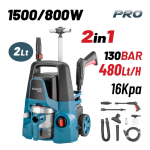 IDROPULITRICE + ASPIRAPOLVERE BPW3130  130 BAR  480 l/h  1600W  + ASPIRA 800 W