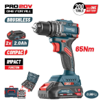 TRAPANO/AVVITATORE A PERCUSSIONE compatto senza spazzole a batteria 20 V, 2x2 Ah BORMANN PRO  BBP5401X22CA 