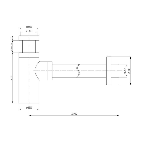 Sifone tondo d'arredo CANNA DI FUCILE TONDO MIXTECH 1 1/4" 