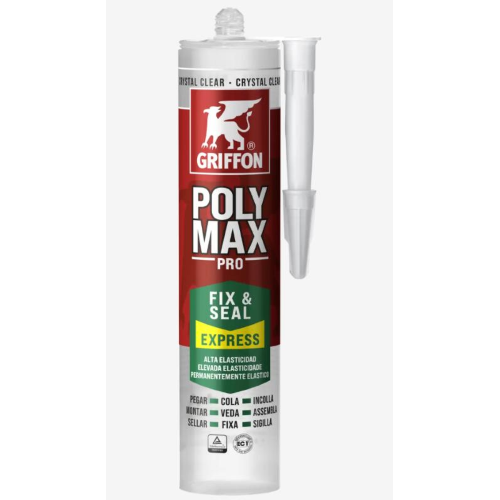 Silicone Poly Max® Fix & Seal Express 280 ml CRISTAL GRIFFON 