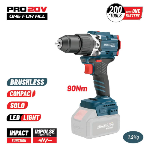 TRAPANO/AVVITATORE A IMPULSI compatto senza spazzole a batteria 20 V  90 Nm  BORMANN PRO  BBP5325  