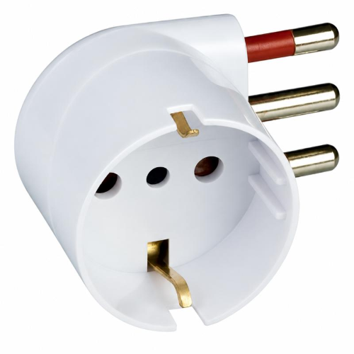 Adattatore SCHUKO SALVASPAZIO A CURVA 2P+T10A SP.2P+T10A
