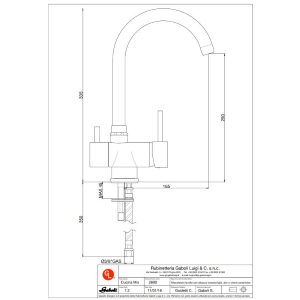 MIXTECH  CROMO con attacco DEPURATORE monocomando lavello 3 vie GABOLI LUIGI